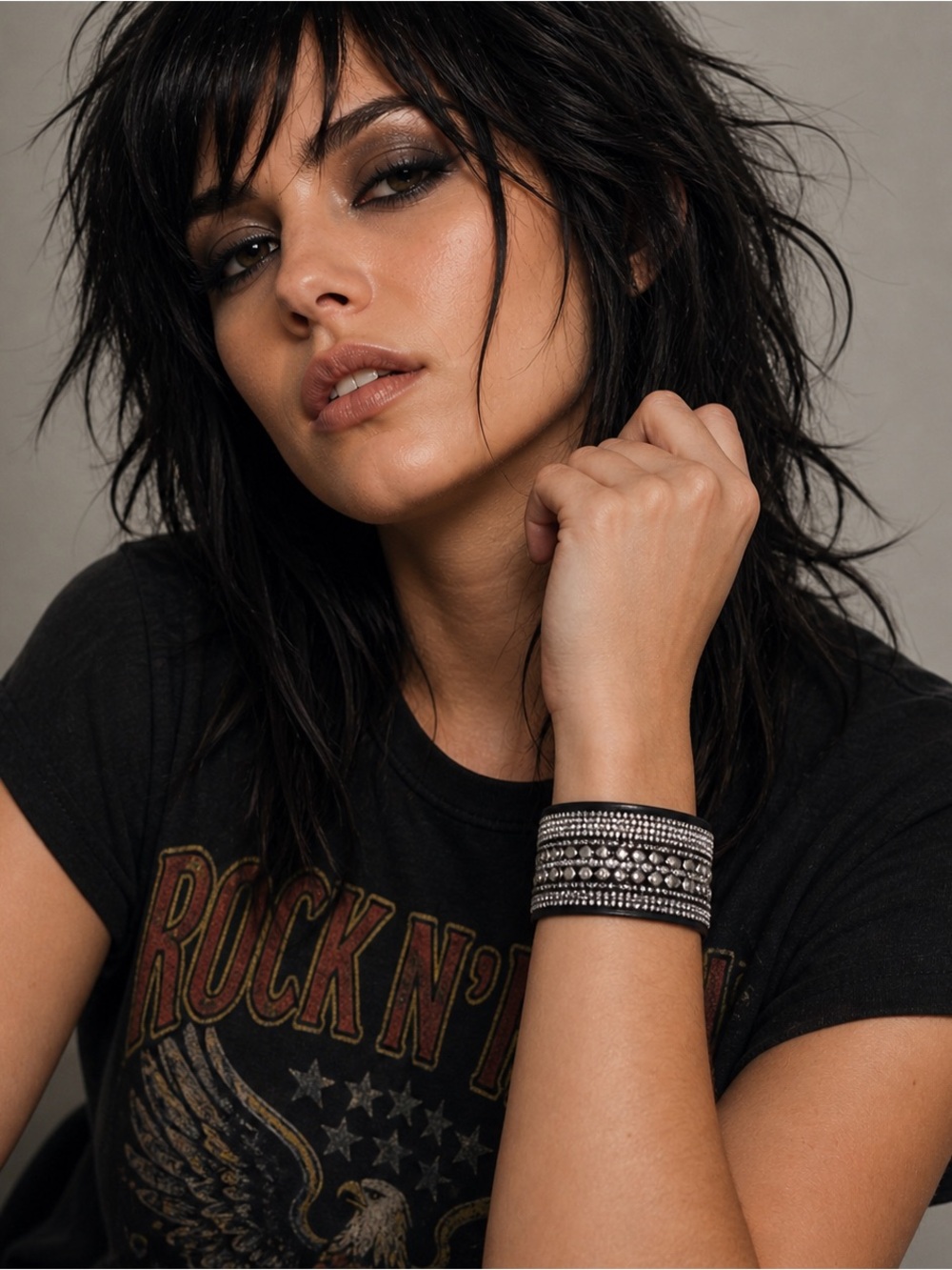 ✨ Rock Band Black Rhinestone Wrap Bracelet ✨
